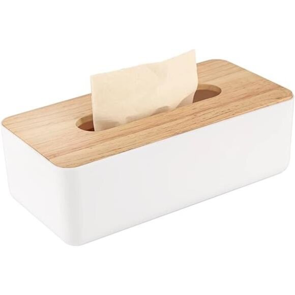 Rectangular Tissue Box Cover for Disposable Paper Facial Tissues, Wooden - Picture 8 of 8